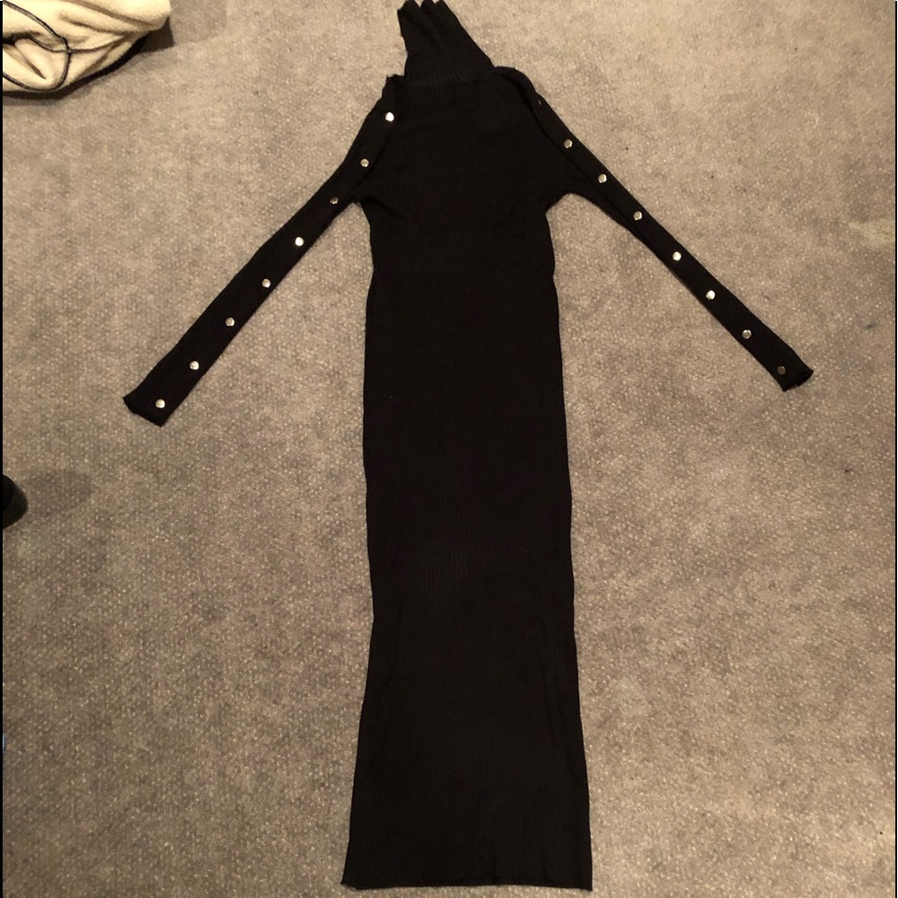 Zara turtle neck ribbed black maxi dress